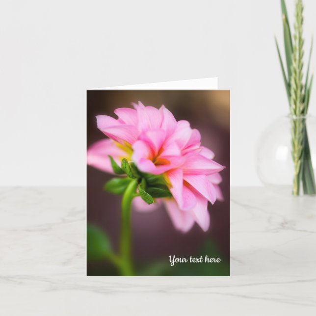 Pink Dahlia Folded Greeting Card (Front)