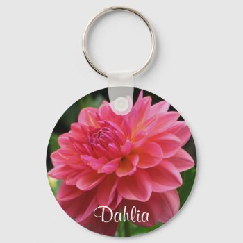 Pink Dahlia Keychain by ggbythebay at Zazzle