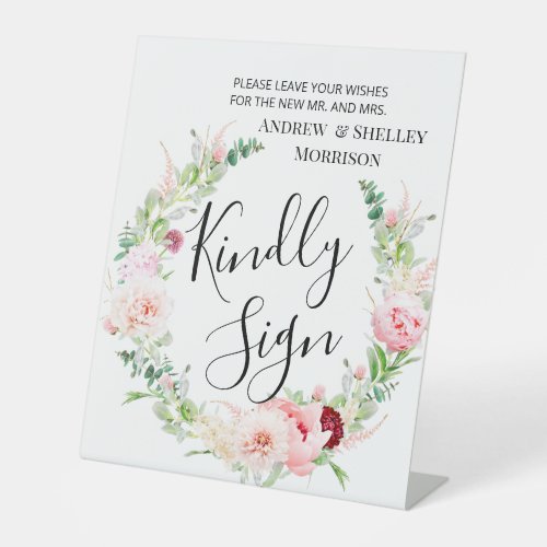 Pink Dahlia Kindly Sign Wedding Guest Book