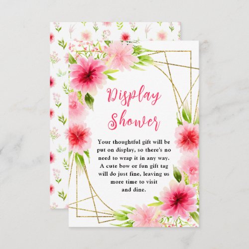 Pink Dahlia Peony Floral Baby Display Shower Enclosure Card