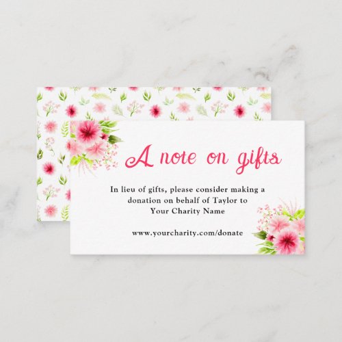 Pink Dahlia Peony Floral Birthday Note On Gifts Enclosure Card