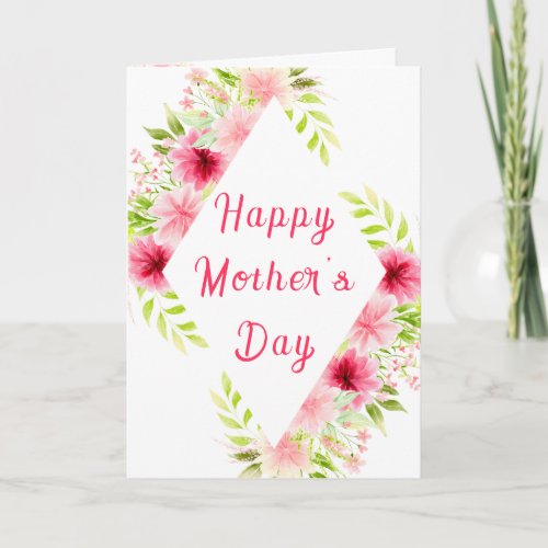 Pink Dahlia Peony Floral Happy Mothers Day Card