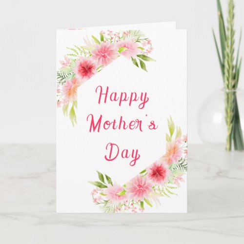 Pink Dahlia Peony Floral Happy Mothers Day Card