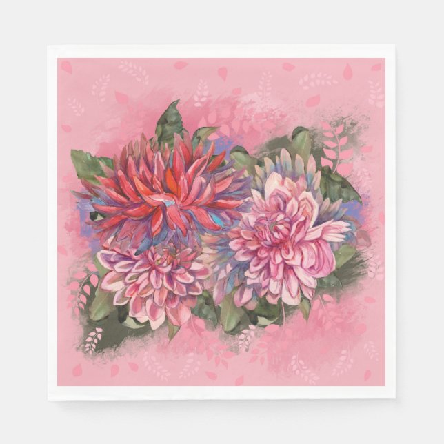 Pink Dahlia Vintage flowers Napkins (Front)