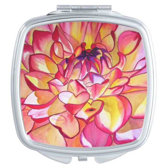 Pink Dahlia watercolour abstract art Mirror For Makeup (Front)
