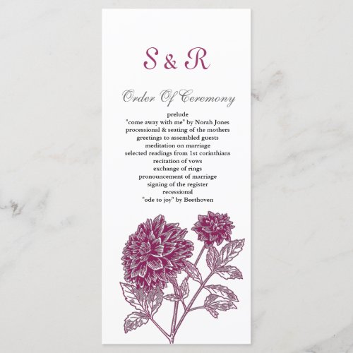 Pinkdahlia Wedding program