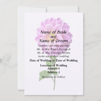 Pink Dahlia With Dew Invitation