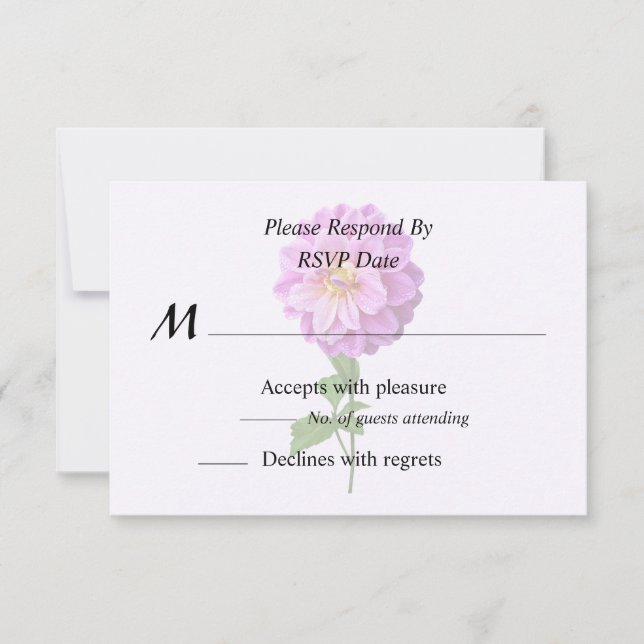 Pink Dahlia With Dew RSVP Card (Front)