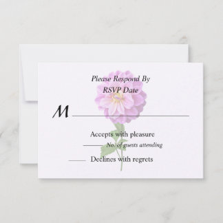 Pink Dahlia With Dew RSVP Card