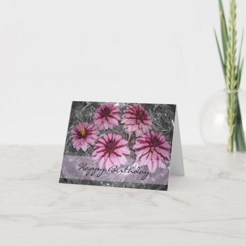 Pink Dahlias Birthday Wishes Card