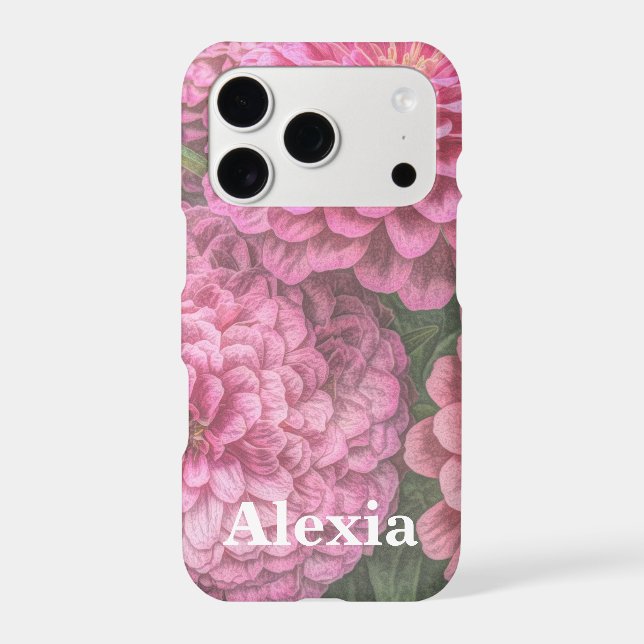 Pink Dahlias Flowers iPhone Case (Back)