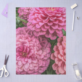 Pink Dahlias Flowers Tissue Paper