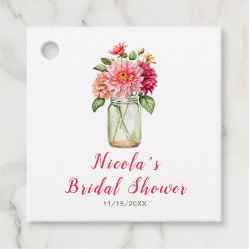 Pink Dahlias Mason Jar Bridal Shower