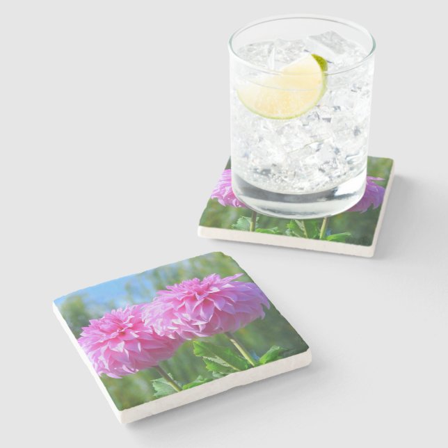 PINK DAHLIAS STONE COASTER (Side)