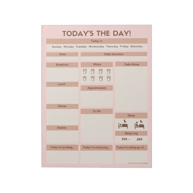 Pink Daily Planner | ADHD Productivity Planner Notepad (Rotated)