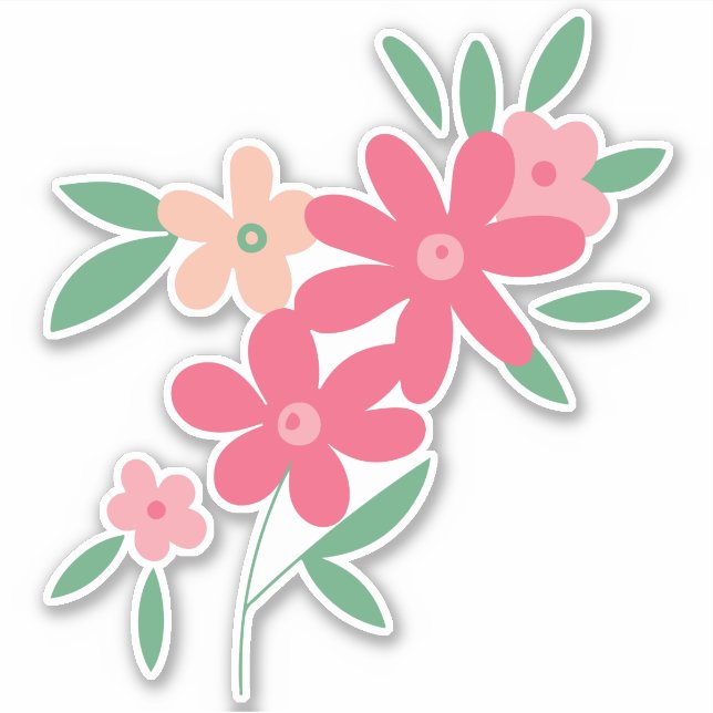 Pink Dainty Flower Motif Sticker (Front)