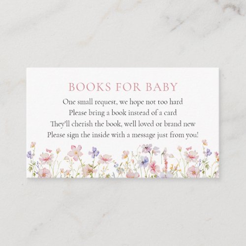 Pink Dainty Flowers Books for Baby Enclosure Card