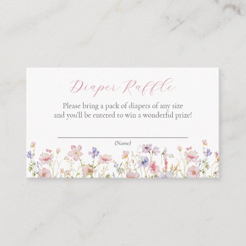 Pink Dainty Flowers Diaper Raffle Enclosure Card