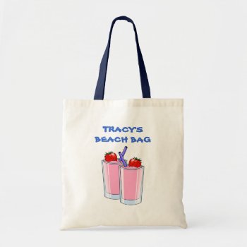 Pink Daiquiris Summer Beach Drinks Custom Name Tote Bag by alleyshirts at Zazzle