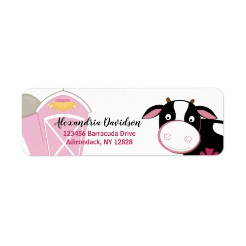 Pink Dairy Cow Custom Address Labels
