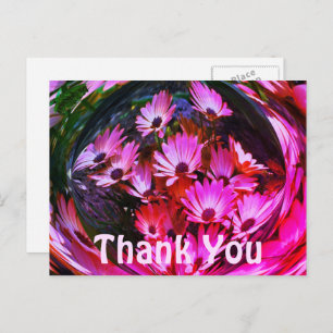 Pink Daisies Abstract Floral Thank You Postcard