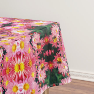 Pink Daisies And Bumble Bee Abstract Tablecloth