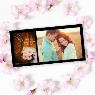 Pink Daisies and Cowboy Boots Wedding Thank You Card