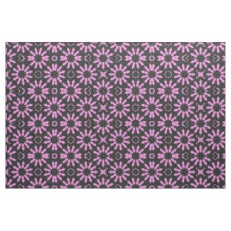 Pink Daisies and Hearts Print Fabric