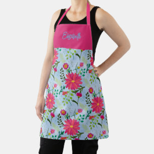 Pink Daisies and name All-Over Print Apron