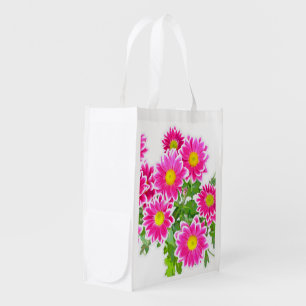 Pink Daisies / Asters Bouquet + your ideas Grocery Bag