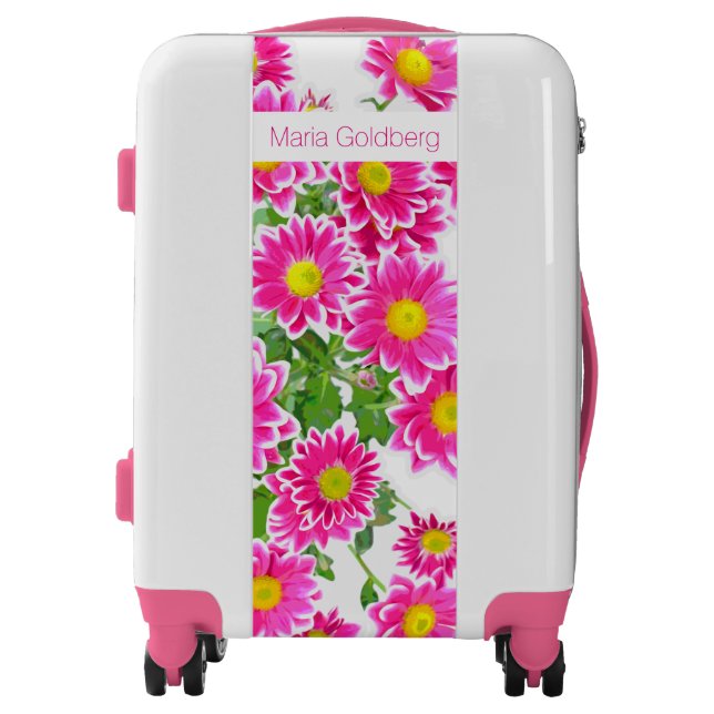 Pink Daisies / Asters Bouquet + your ideas Luggage (Front)