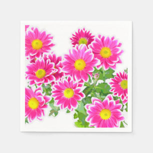 Pink Daisies / Asters Bouquet + your ideas Paper Napkins
