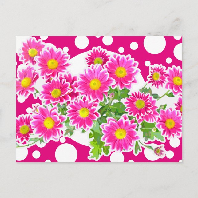Pink Daisies / Asters Bouquet + your ideas Postcard (Front)