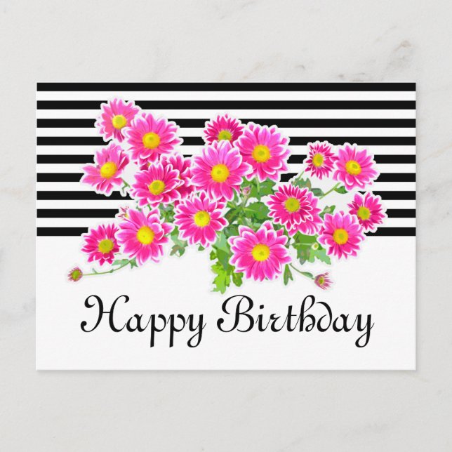Pink Daisies / Asters Bouquet + your ideas Postcard (Front)