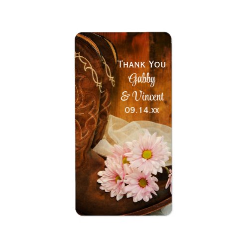 Pink Daisies Boots Western Wedding Thank You Tag