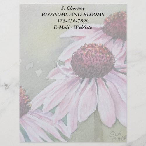 PINK DAISIES CUSTOMIZABLE LETTERHEAD