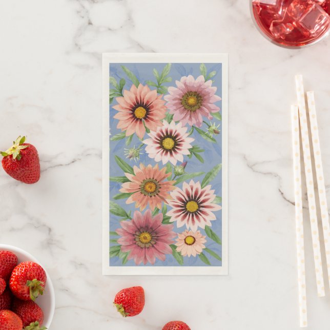 Pink Daisies Floral Botanical Art Design Paper Guest Towels (Insitu)