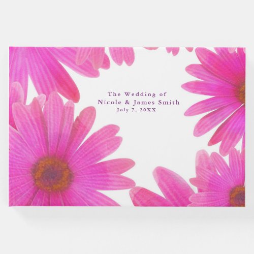 Pink Daisies Floral Daisy Elegant Chic Wedding Guest Book