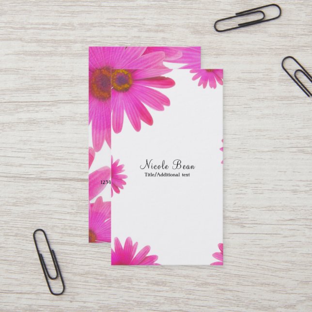 Pink Daisies Floral Daisy Elegant Country Rustic Business Card (Front/Back In Situ)