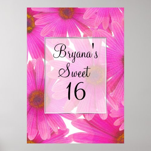 Pink Daisies Floral Daisy Elegant Party Banner Poster