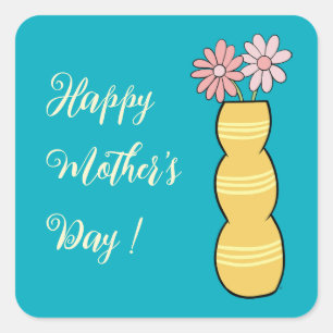 Pink Daisies in a Vase Mother's Day Sticker