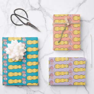 Pink Daisies in a Vase Wrapping Paper Flat Sheets