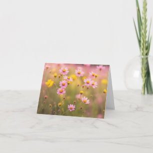 Pink Daisies In Summer Meadow Note Card