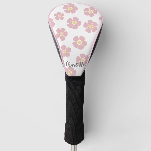 Pink Daisies Ladies Golf Head Cover (Front)