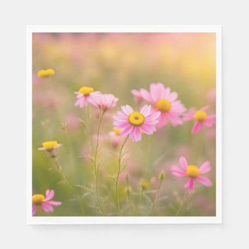 Pink Daisies Meadow Napkins