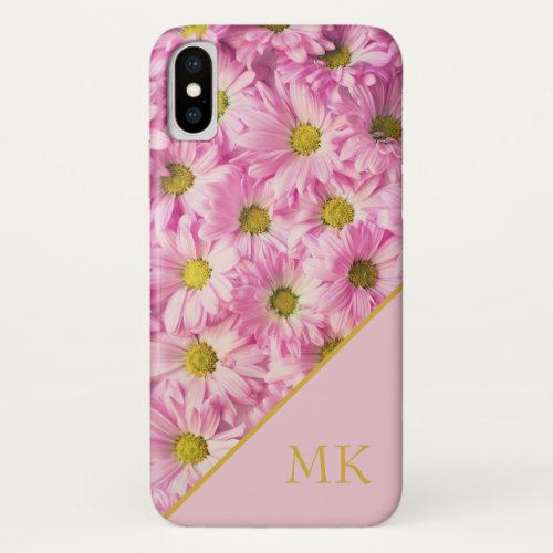 Pink Daisies Monogram iPhone X Case