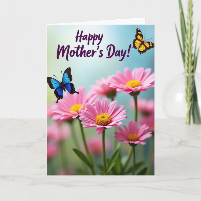 Pink Daisies Mothers Day Card (Front)