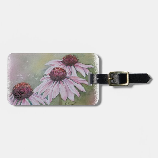 PINK DAISIES PERSONALIZED LUGGAGE TAG (Front Horizontal)