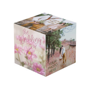 Pink Daisies Photo Cube Wedding Decor