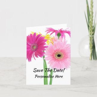 Pink Daisy Flower Bouquet Save The Date